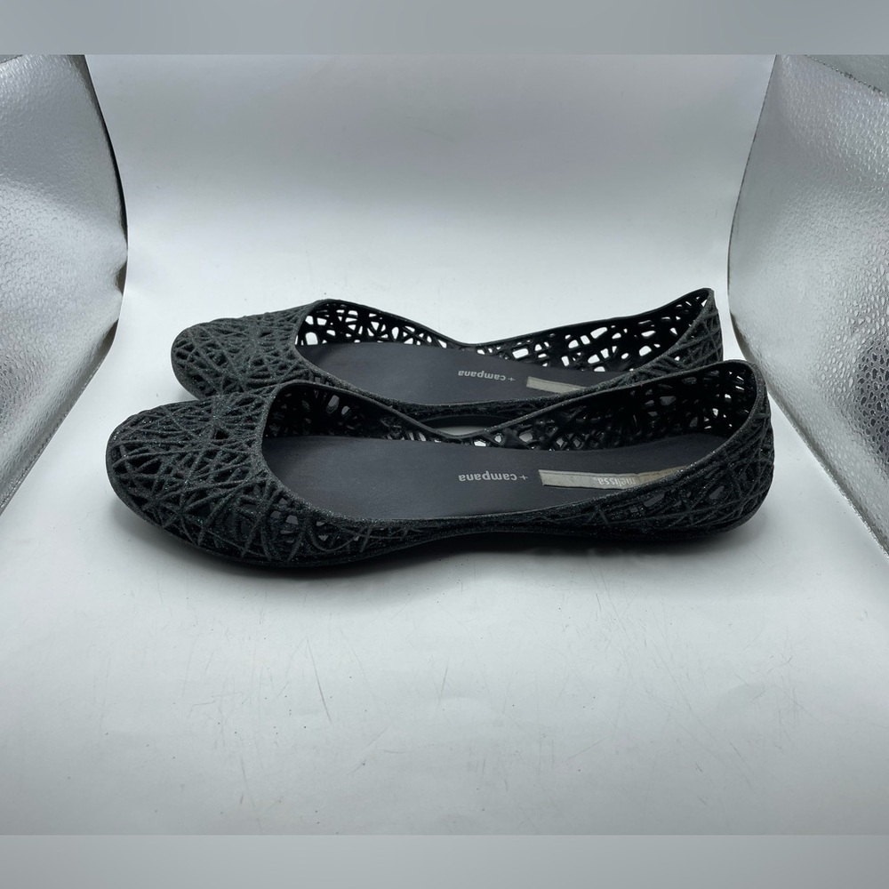 SOLD! Melissa X Campana Women's Black glitter Flats size 9
